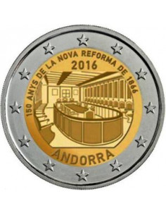 Awers monety Andora 2 euro 2016 50 rocznica wprowadzenia Nowej Reformy w 1866 roku 2
