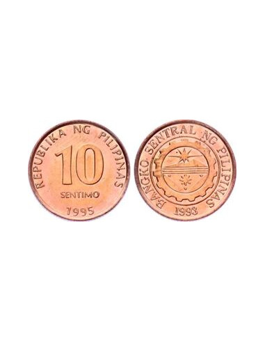 Awers monety Filipiny 10 Sentimos 1995