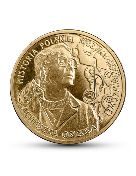Awers monety 2 zł 2013 Historia Polskiej Muzyki Rozrywkowej – Agnieszka Osiecka