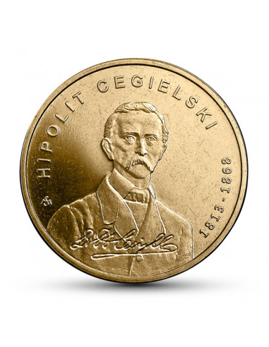 Awers monety 2 zł 2013 200lecie urodzin Hipolita Cegielskiego