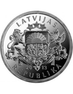 Awers monety Łotwa 1 Łat 2013 Kokle
