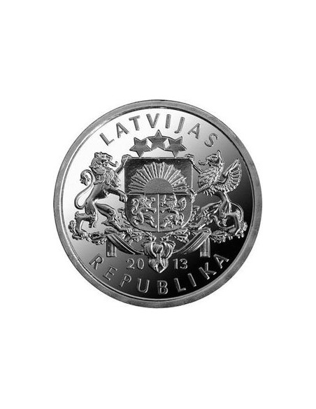 Awers monety Łotwa 1 Łat 2013 Kokle