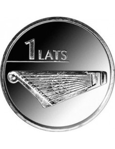 Awers monety Łotwa 1 Łat 2013 Kokle 2