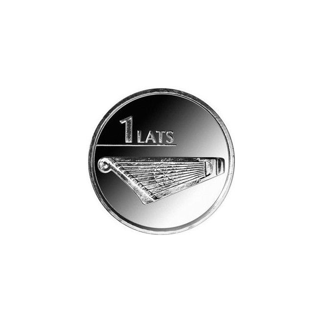 Rewers monety Łotwa 1 Łat 2013 Kokle