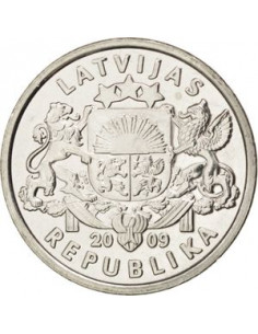Awers monety Łotwa 1 Łat 2009 Pierścień Nameja