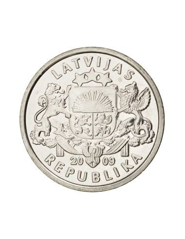 Awers monety Łotwa 1 Łat 2009 Pierścień Nameja