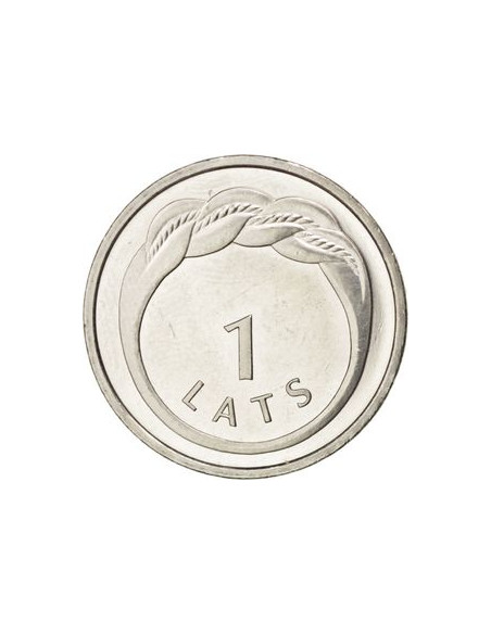 Rewers monety Łotwa 1 Łat 2009 Pierścień Nameja