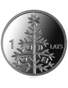Awers monety Łotwa 1 Łat 2009 Choinka 2