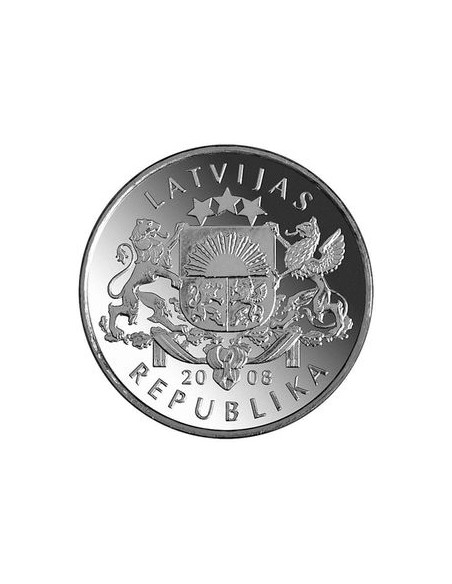 Awers monety Łotwa 1 Łat 2008 Lilia wodna