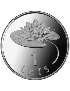 Awers monety Łotwa 1 Łat 2008 Lilia wodna 2