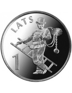 Awers monety Łotwa 1 Łat 2008 Kominiarz 2
