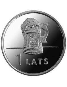 Awers monety Łotwa 1 Łat 2011 Kufel z piwem 2