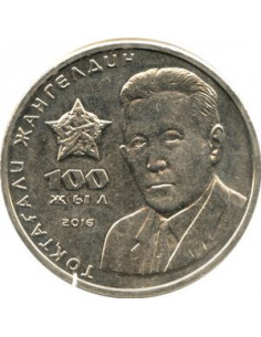 Awers monety Kazachstan 100 Tenge 2016 100 rocznica urodzin Toktagali Zangeldi