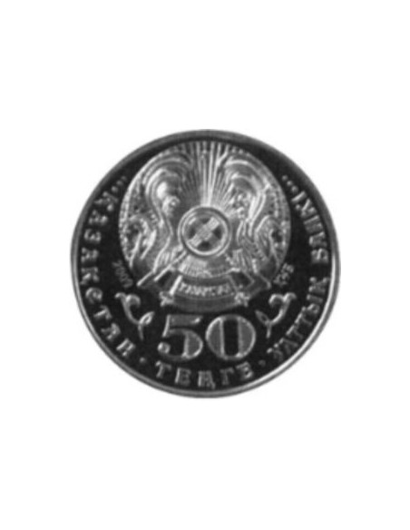 Rewers monety Kazachstan 50 Tenge 2009 Setna rocznica urodzin Tolej Basenow