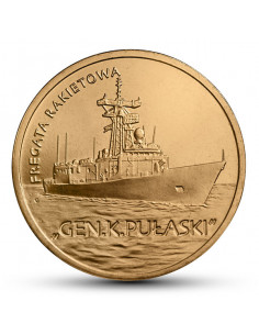 Awers monety 2 zł 2013 Polskie okręty – Fregata rakietowa „Gen. K. Pułaski”