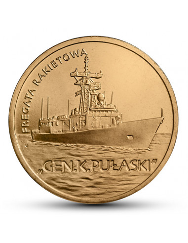 Awers monety 2 zł 2013 Polskie okręty – Fregata rakietowa „Gen. K. Pułaski”
