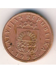 Awers monety Łotwa 2 Santimi 1992