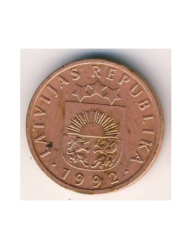 Awers monety Łotwa 2 Santimi 1992