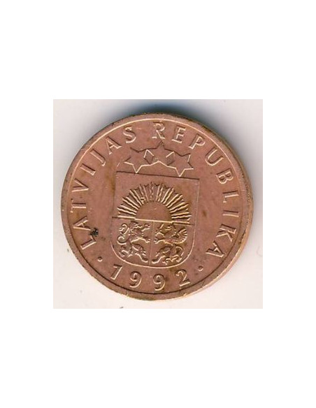 Awers monety Łotwa 2 Santimi 1992