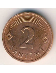 Awers monety Łotwa 2 Santimi 1992 2