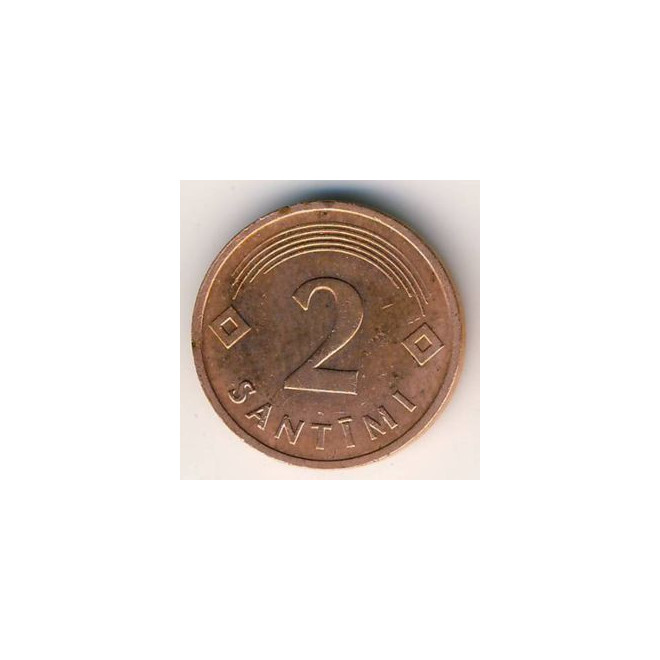 Rewers monety Łotwa 2 Santimi 1992