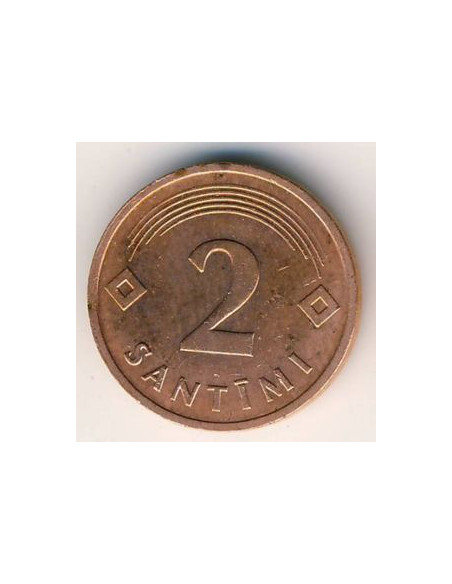 Rewers monety Łotwa 2 Santimi 1992