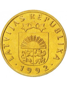 Awers monety Łotwa 5 Santimi 1992