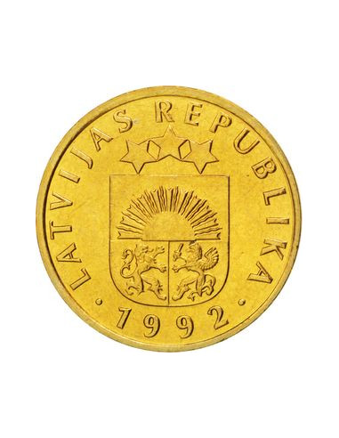 Awers monety Łotwa 5 Santimi 1992