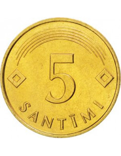 Awers monety Łotwa 5 Santimi 1992 2
