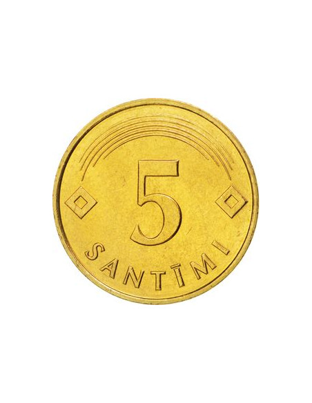 Rewers monety Łotwa 5 Santimi 1992