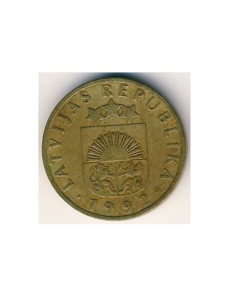 Awers monety Łotwa 10 Santimi 1992