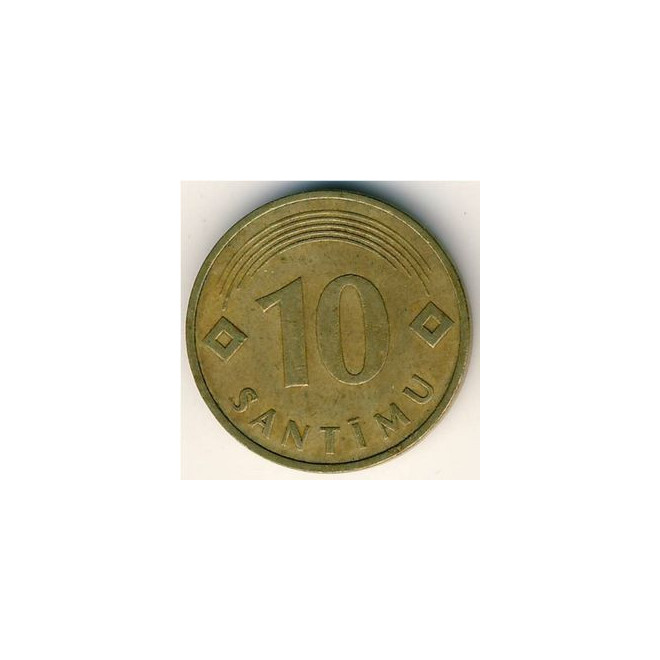 Rewers monety Łotwa 10 Santimi 1992