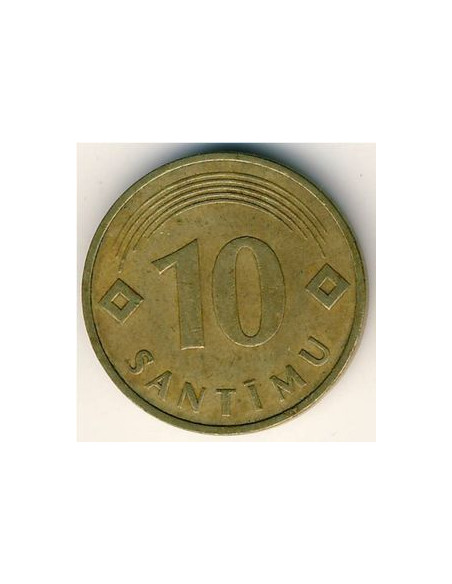 Rewers monety Łotwa 10 Santimi 1992
