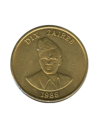 Awers monety Zair 10 Zaire 1988