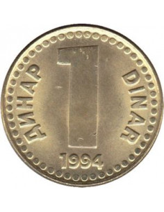 Awers monety Jugosławia 1 Dinar 1994 2