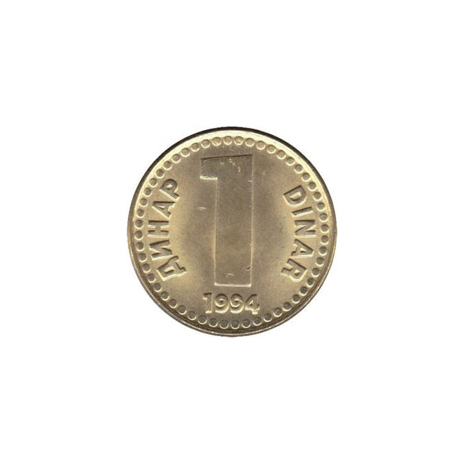 Rewers monety Jugosławia 1 Dinar 1994