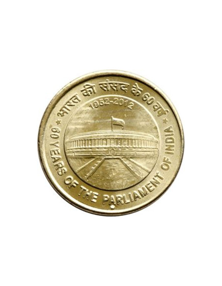Awers monety Indie 5 Rupi 2012 60 lat parlamentu w Indiach