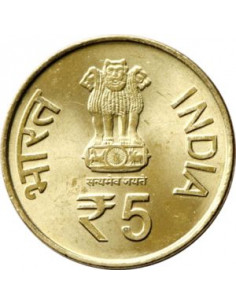 Awers monety Indie 5 Rupi 2012 60 lat parlamentu w Indiach 2