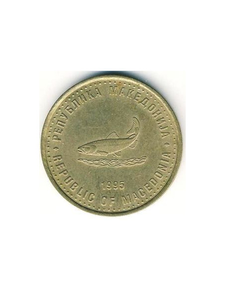 Awers monety Macedonia Północna 2 Denary 1995 50. rocznica powstania F.A.O.