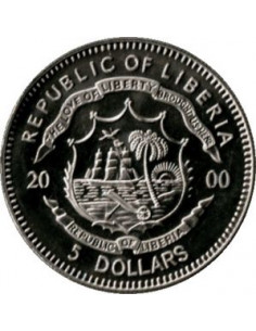 Awers monety Liberia 5 Dolarów 2000 Bitwa pod Gettysburgiem 2