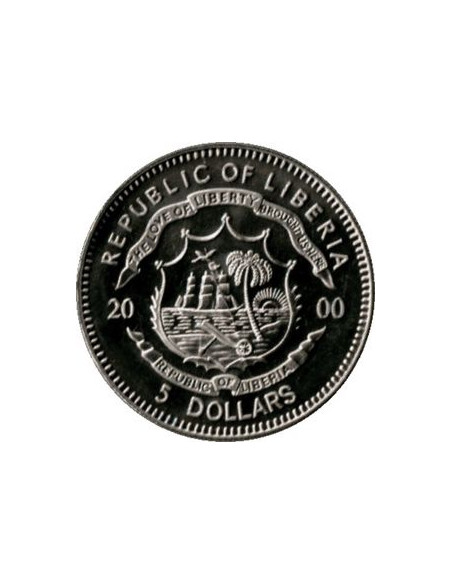 Rewers monety Liberia 5 Dolarów 2000 Bitwa pod Gettysburgiem