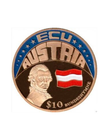 Awers monety Liberia 10 Dolarów 2001 ECU Austria