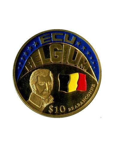 Awers monety Liberia 10 Dolarów 2001 ECU Belgia