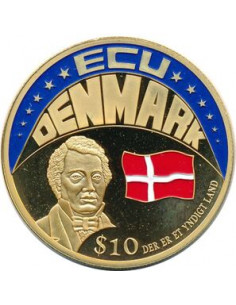 Awers monety Liberia 10 Dolarów 2001 ECU Dania