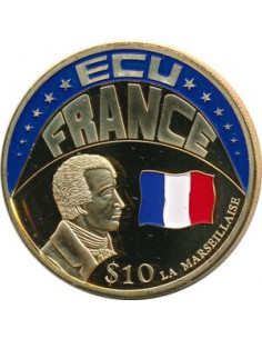 Awers monety Liberia 10 Dolarów 2001 ECU Francja