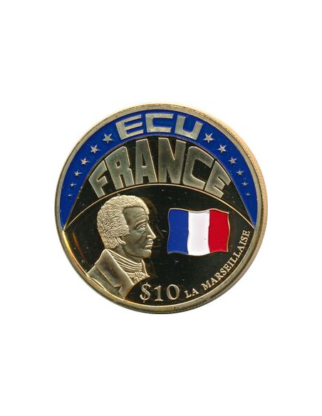 Awers monety Liberia 10 Dolarów 2001 ECU Francja