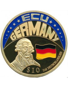 Awers monety Liberia 10 Dolarów 2001 ECU Niemcy