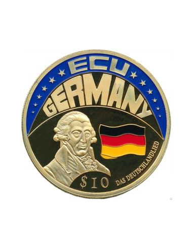 Awers monety Liberia 10 Dolarów 2001 ECU Niemcy