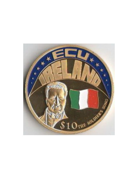 Awers monety Liberia 10 Dolarów 2001 ECU Irlandia