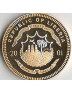 Awers monety Liberia 10 Dolarów 2001 ECU Irlandia 2